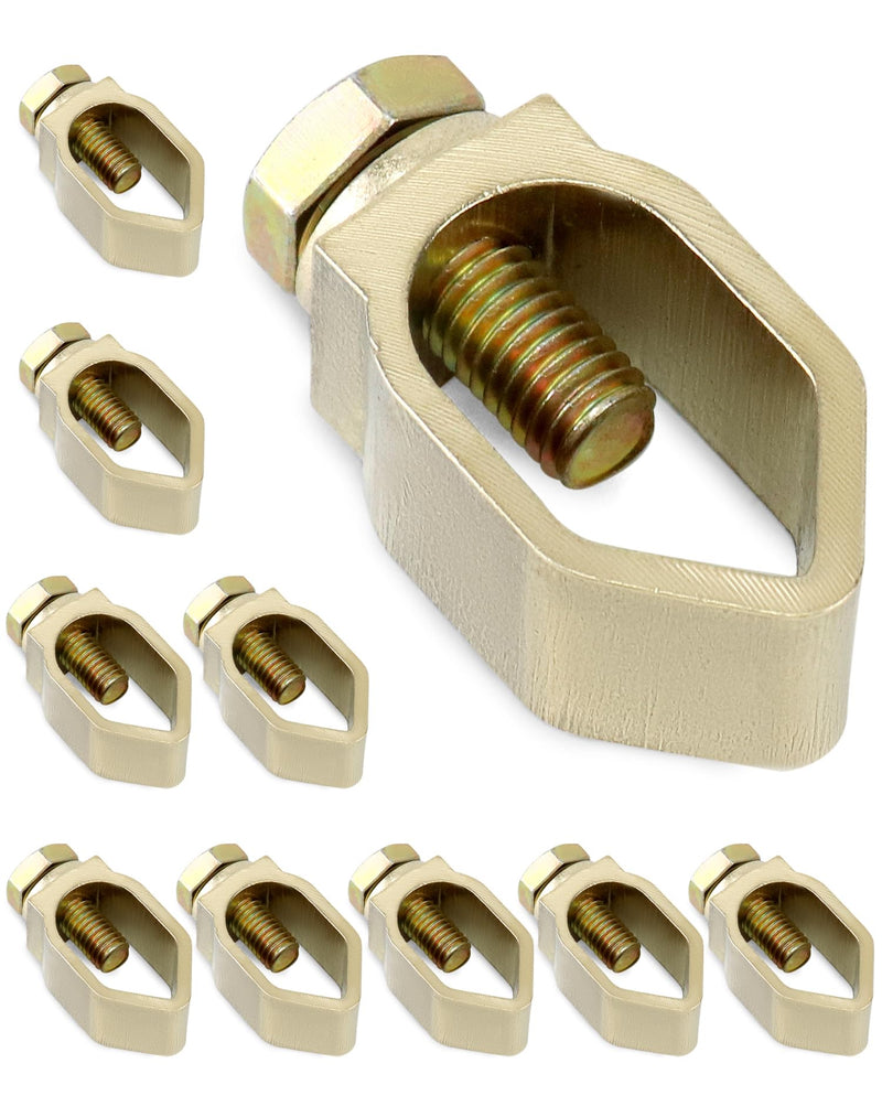 QWORK Direct Burial Ground Rod Clamp, 10 Pack 5/8" Diameter Copper Mechanical Connectors 5/8"