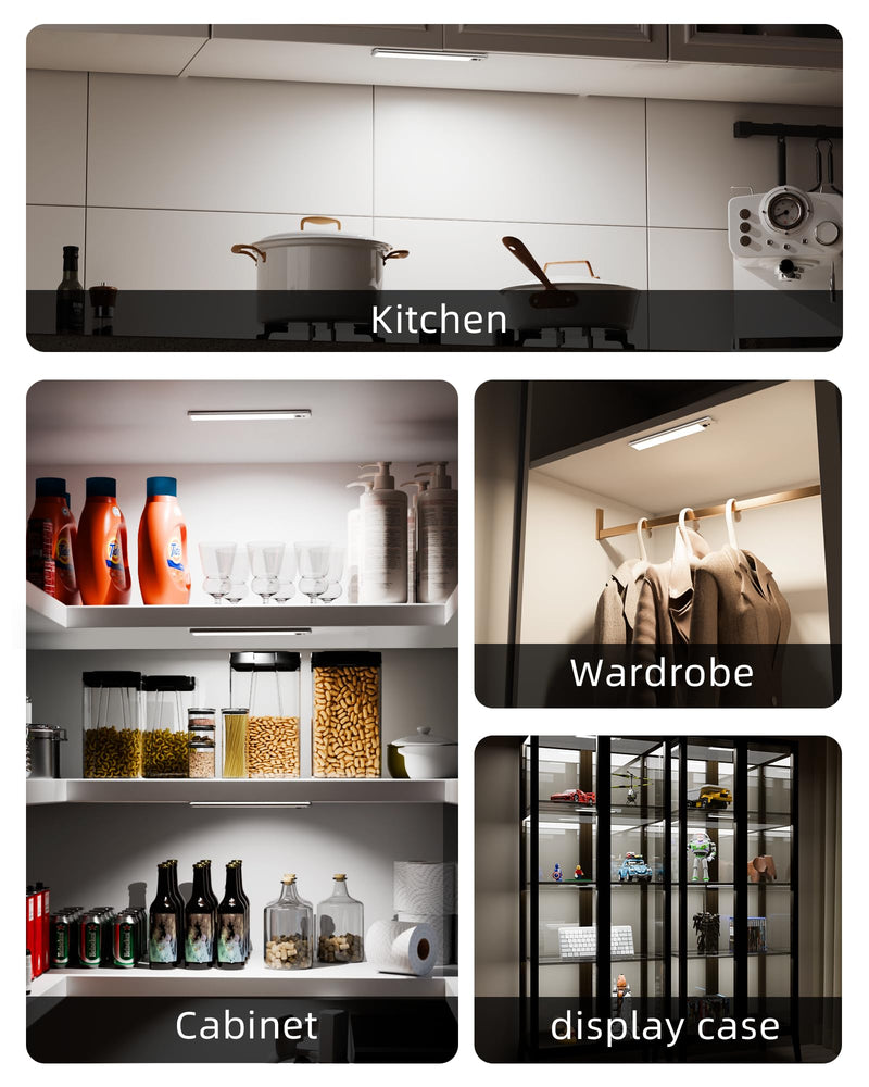 EZVALO Under Cabinet Lights, LED Closet Lights Wireless USB Charging, Motion Sensor Lighting Indoor 5700K Dimmable with Remote Control (White) 5 Pack Cool White