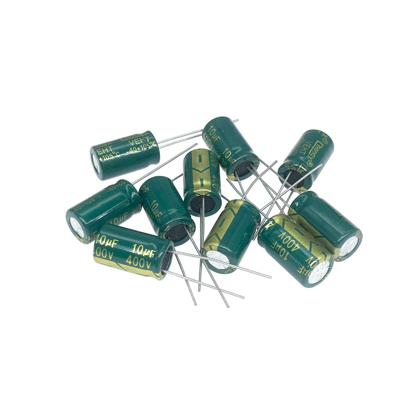 10PCS 400V 10UF Capacitor 10x17MM(0.39x0.67in) High Frequency Aluminum Electrolytic Capacitors for TV, LCD Monitor, Game 10PCS 400V 10UF