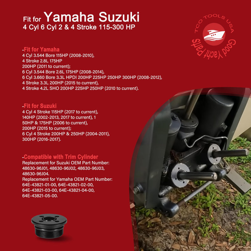 Yoursme 48630-96J01 Trim Cylinder End Cap for Suzuki & Yamaha Outboard 115-300HP, 2/4 Stroke, Replaces 61A-43811-00, Marine Grade Aluminum