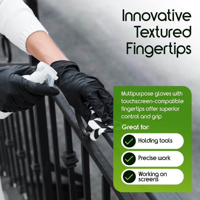 Inspire Black Nitrile Gloves HEAVY DUTY 6 Mil Nitrile Chemical Resistant Medical Cooking Cleaning Disposable Black Gloves Large Black 6mil Box of 100