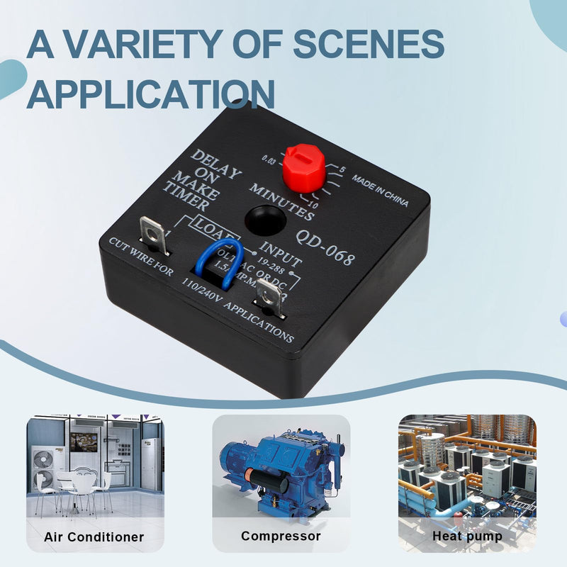 Delay On Make Timer, QD-068, 0.03 to 10 Min Adjustable Delay, 19-288 VAC OR DC (1) 1