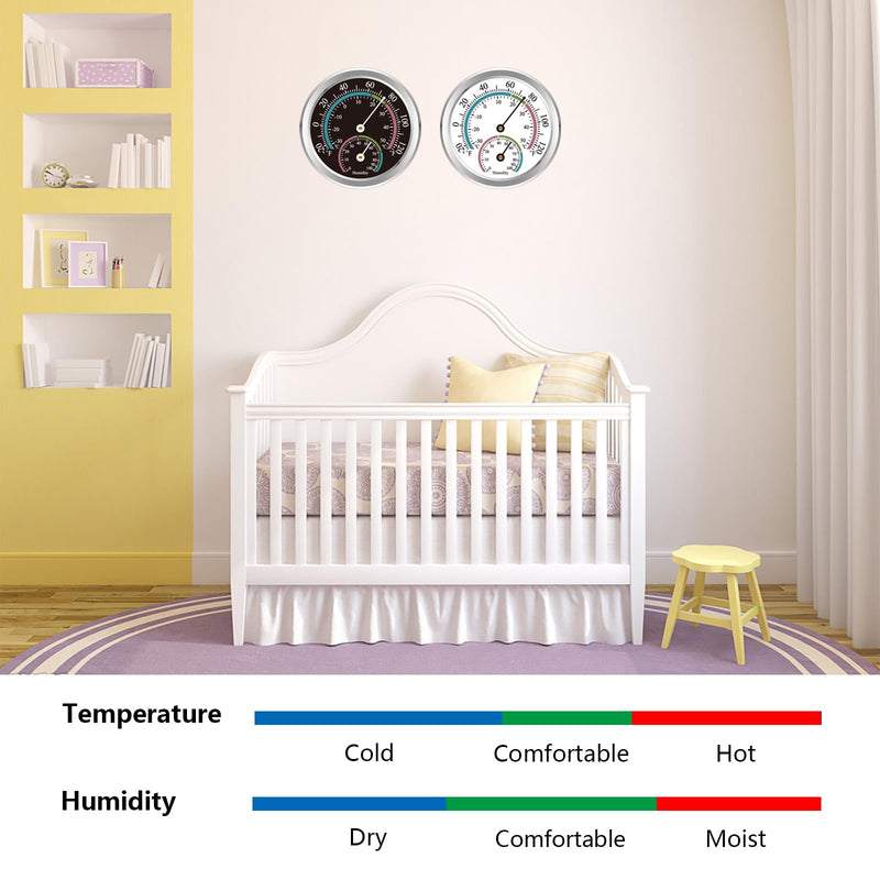 Indoor Thermometer Hygrometer Mini Analog 2 in 1 Temperature Humidity Outdoor Monitor Gauge for Home, Offices, Wall, Display Mechanical (1 Pack)