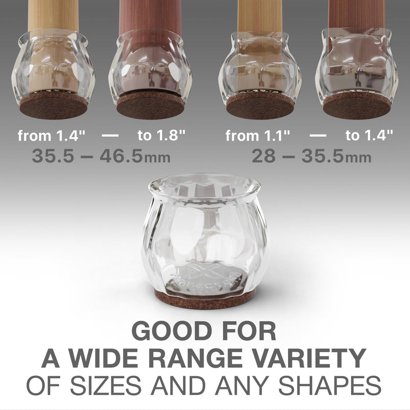 32 PCS Chair Leg Floor Protectors with Felt Pads X-Protector - 1.4" - 1.8" - Furniture Pads for Hardwood Floors - Clear Chair Pads - Floor Protectors for Chairs - Brown Chair Leg Covers! 1.4" - 1.8" 32 Brown, Cups
