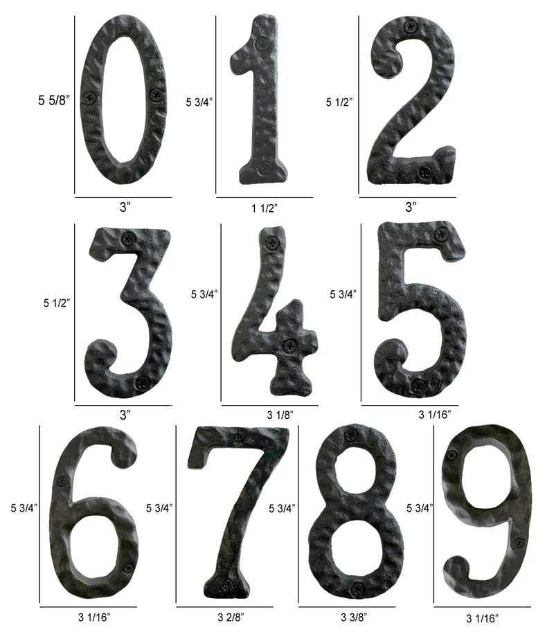 NACH House Numbers for Outside, 5.5 inch Black Address Numbers for House - Number 1 - Rustic Numbers for Outside with Mounting Hardware