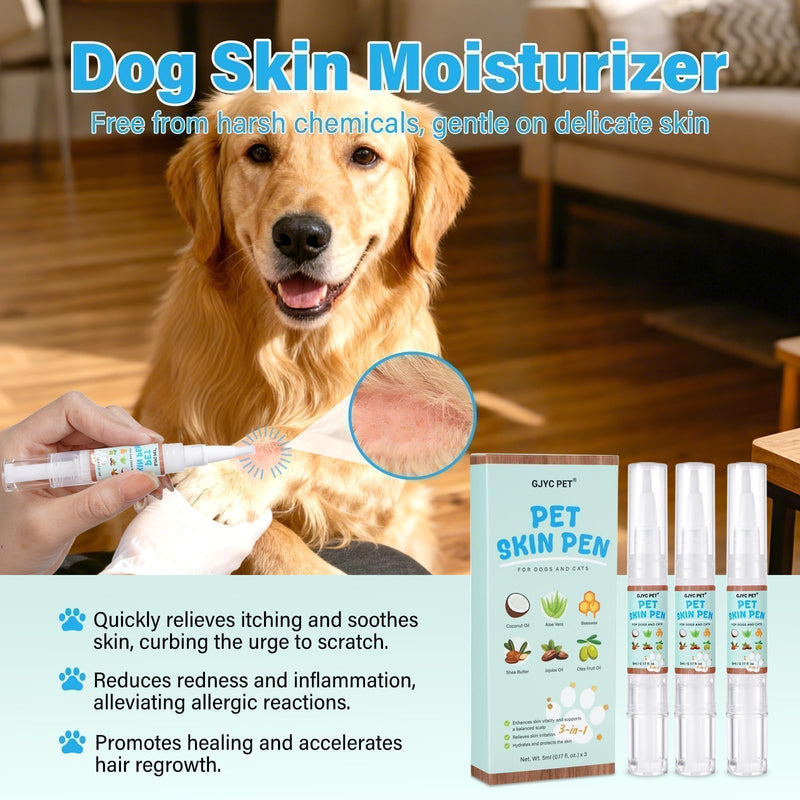 Dog Moisturizer for Dry Itchy Skin, Coconut Oil for Dogs & Cats- Hot Spot & Paw Moisturizer, Pet Skin Pen with Precision Applicator Brush, Soothes Itch, Heals & Promotes Hair Growth, Lick-Safe, 3 Pack 3*5ml(0.17 fl.oz.)