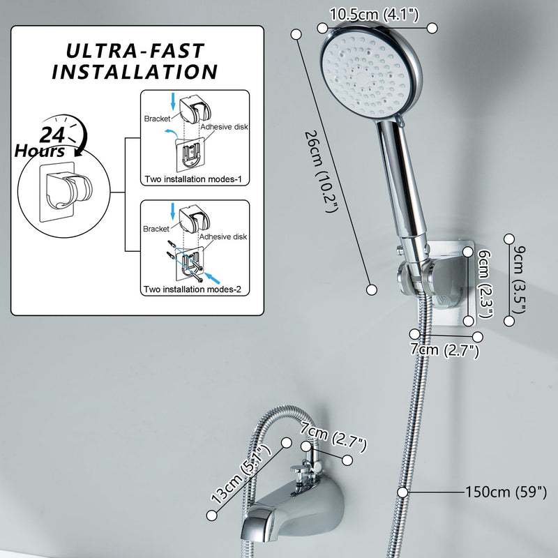 Tub Spout with Diverter, 6 Settings Handheld Shower, Bathtub Faucet with Sprayer, Chrome