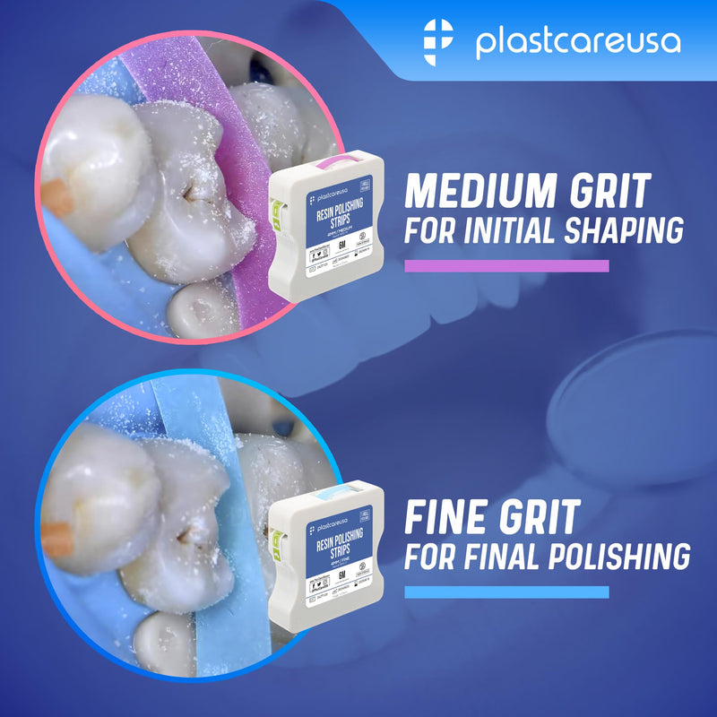 2 Rolls Dental Polishing Strips Kit - Teeth Sanding Tape for Flossing & Cleaning | 4mm x 6M Abrasive Sandpaper Strip Tool (Medium & Fine Combo) Medim & Fine Combo