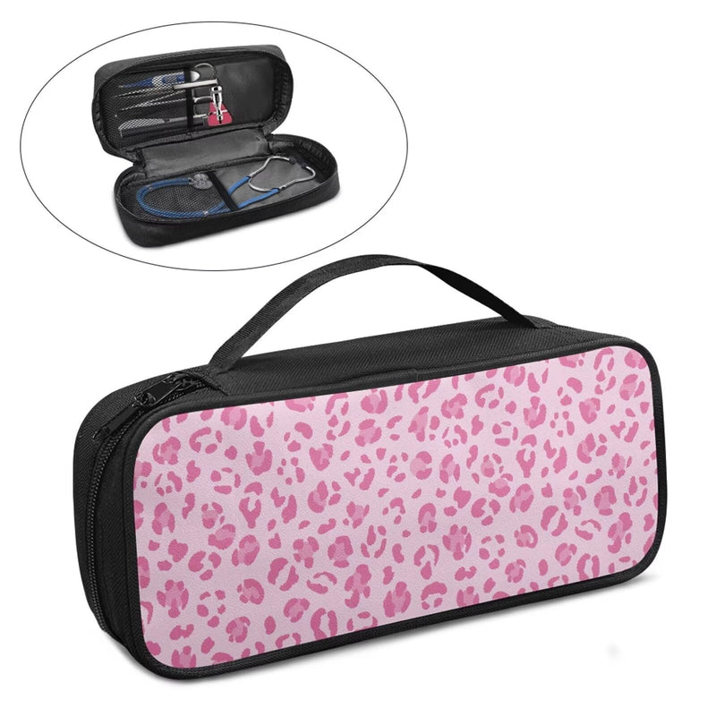 Pink Leopard Print Stethoscope Case Fits 3M Littmann Classic III,Lightweight II S.E,MDF Acoustica Deluxe Dual Head,Cardiology IV,Stethoscope Holder for Nurse Accessories for Work Pink Leopard Print