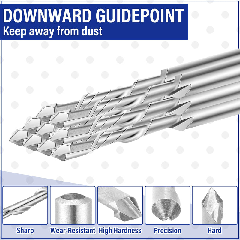 Tondiamo 20 Pcs Drywall Router Bits 3/16 Drywall Rotor Tips M2 High Speed Steel Cutting Bit Downward Router Cutout Rotary Guidepoint Drill Tool, Used for with Spiral Saw (Sliver)