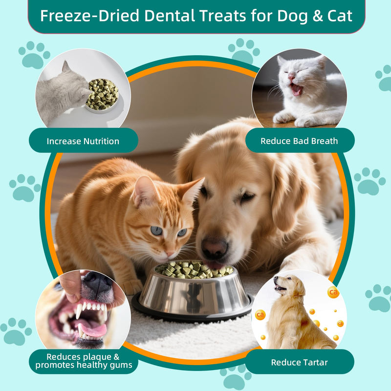 4 Pack Dental Chews for Dogs, Freeze Dried Dog & Cat Treats to Help Clean Teeth & Freshen Breath,Supports Gum & Oral Health, Daily Oral Care Treats for Cats and Dogs