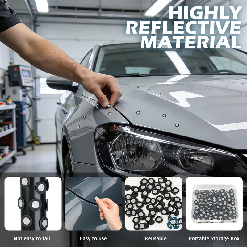 300PCS 3D Scanner Markers, Magnetic Reference Points for Scanning, Diffuse Reflective Positioning Targets, Reusable Tracking Dots for 3D Printing & Reverse Engineering (Inner 6.0 mm Outer 10 mm) 300