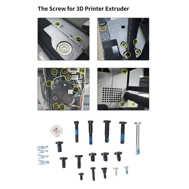 3D Printer Screw Gear Kit & Spring Components - AMS Fixtures Replacement for Bambu Lab X1, X1E, P1P, P1S
