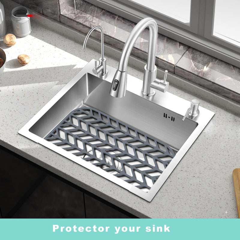 AWOKE Sink Protectors for Kitchen Sink - 12.25" x 11.5" Sink Mat - Heat-resistant Easy-clean Silicone Sink Mat - for Protection of Stainless Steel Sink 12.25" x 11.5"