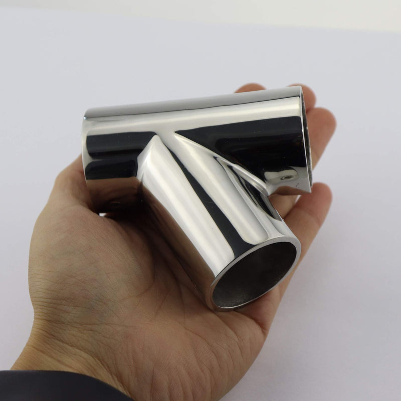 316 Stainless Steel Polished Marine Grade Handrail Fitting 60° Deck Hand Tee for 1-1/4 inch Tube/Pipe of Boat Marine Solid（1PC）