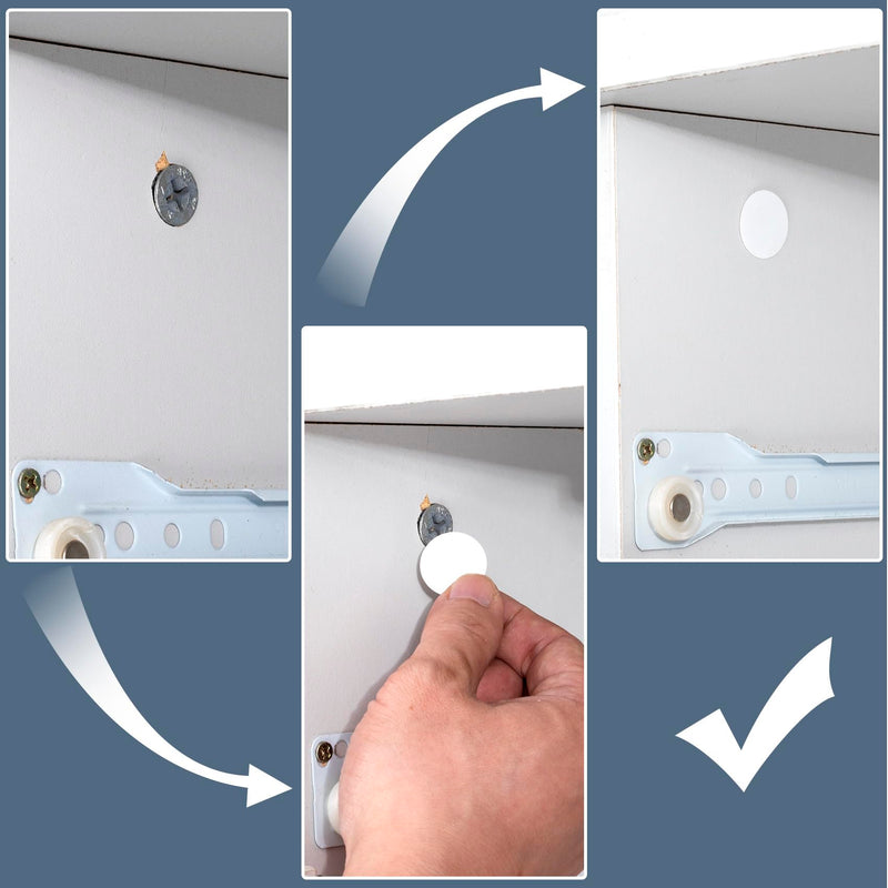 290pcs Self-Adhesive Screw Cover Stickers, PVC Non-Faded Screw Hole Cover Caps, 12mm 15mm 21mm Dustproof Sticky Decals for Various Furniture Cabinet- White 290pcs-12mm 15mm 21mm X White
