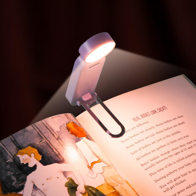VAVOFO USB Rechargeable Book Light, Blue Light Blocking, Amber Light Clip On Bookmark Shaped Reading Light, Eye Care 6 LEDs Book Light for Bookworms Reading in Bed with 9 Lighting Modes (Purple) Purple
