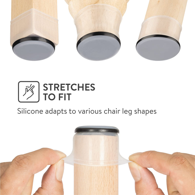 Aneaseit Chair Leg Sliders for Carpet - 1 1/8" x 16 pcs Clear - Silicone Heavy Duty Furniture Movers w/PTFE Bottom - Table Feet Covers Pads Protectors for Smooth Glides - Small Transparent-16