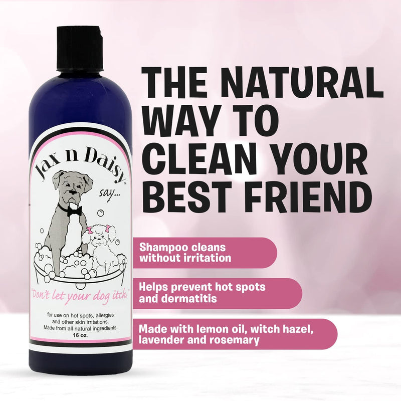 Jax n Daisy Dog Shampoo - Gentle and Effective Allergy and Sensitive Skin Shampoo for Dogs - Eliminates Odors, Fleas, and Soothes Itchy Skin - Perfect for Puppies Itch Relief Shampoo 16oz - PawsPlanet Australia