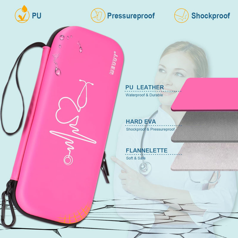 MEUUT 15 pcs Stethoscope Case Kits, Perfect Nurse Gift First Aid Kit with Stethoscope Case, Penlights, Bandage Wraps, Badge Holders, Medical Scissors PU_Raspberry