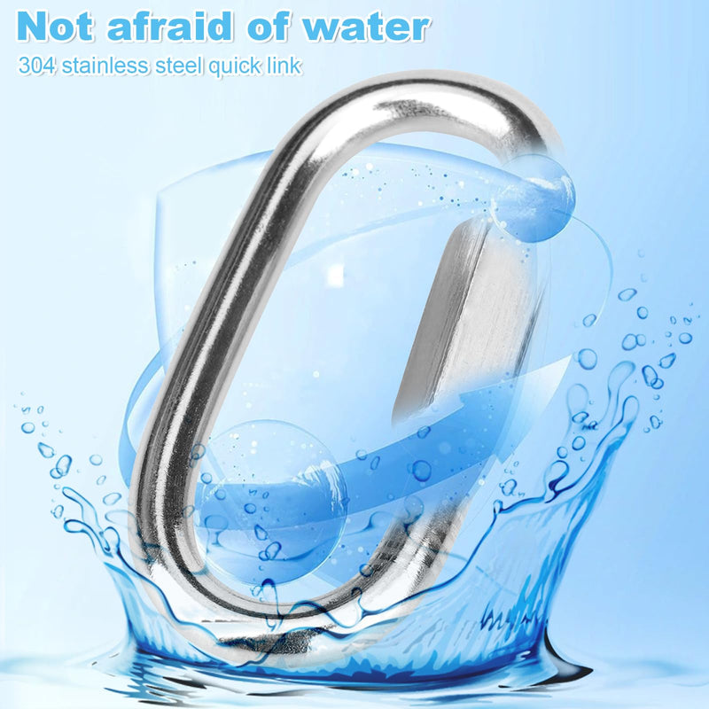 10 Pcs 1.5" 304 Stainless Steel Screw Chain Quick Links Carabiner Locking Quick Chain Repair Links Pets Keychain for Outdoor Traveling Equipment, 220 Lbs Capacity 1.5"10pcs(304)