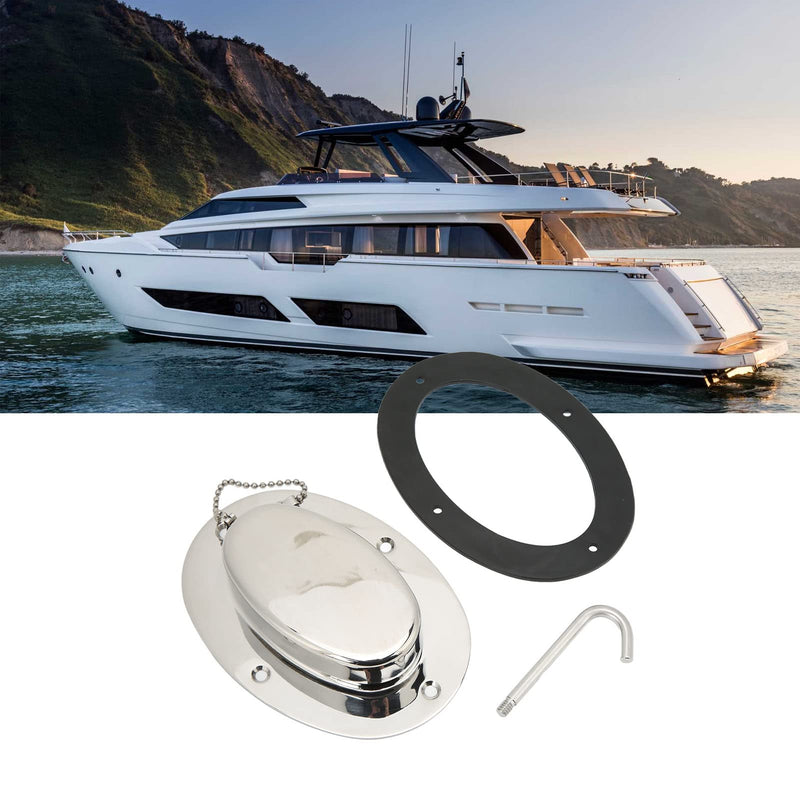 Yctze Rope Deck Pipe 304 Stainless Steel Chain Deck Pipe with Rubber Gasket 6.32x4.47in Base 4.3x2.31in Hole Marine Yacht Accessories