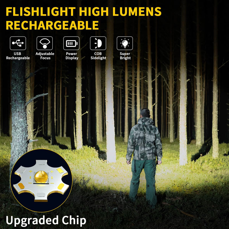 Rechargeable Flashlights High Lumens, 7Mode Flashlights Rechargeable, Super Bright Flashlight Camping, Adjustable Tactical Flash Light High Powered, LED Flashlight for Home Emergency 4Pack