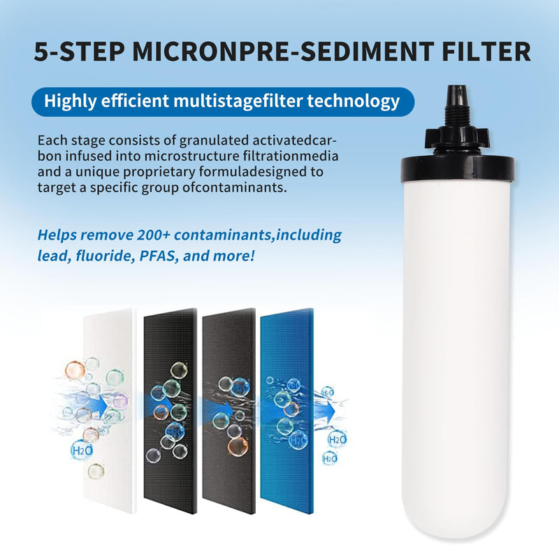 4 PACK 7" Gravity Drinking Water Ceramic Replacement Candle Filter 7inch-4
