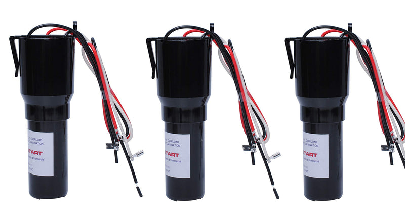RCO410 3 in 1 Compressor Hard Start Capacitor Kit For Refrigerators & Freezers 1/4-1/3 H.P. 115VAC （3pcs）