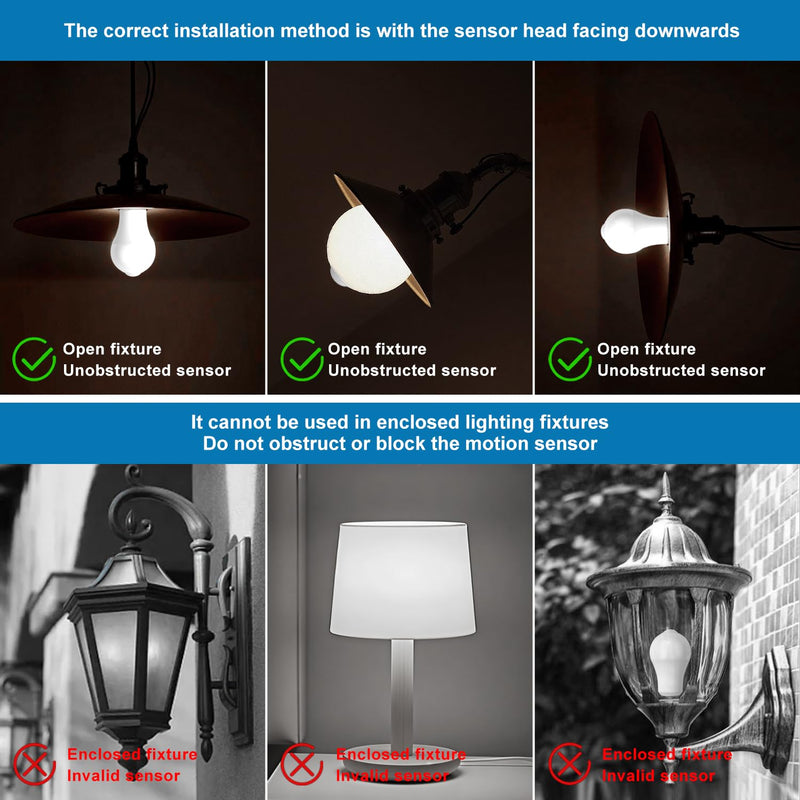 Motion Sensor Light Bulb,Activated Detector Light Bulb Indoor,Dusk to Dawn Security Bulb,13W Equivalent 100W,E26 Base 6000K Daylight,6 Packs LY-A19H001