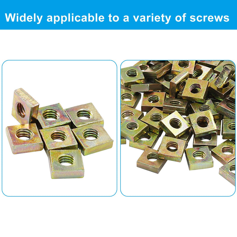 Zorfeter 100Pcs Zinc Plated M3 Square Nuts, Square Machine Screw Nuts Fastener for Home Repairs and Professional Engineering
