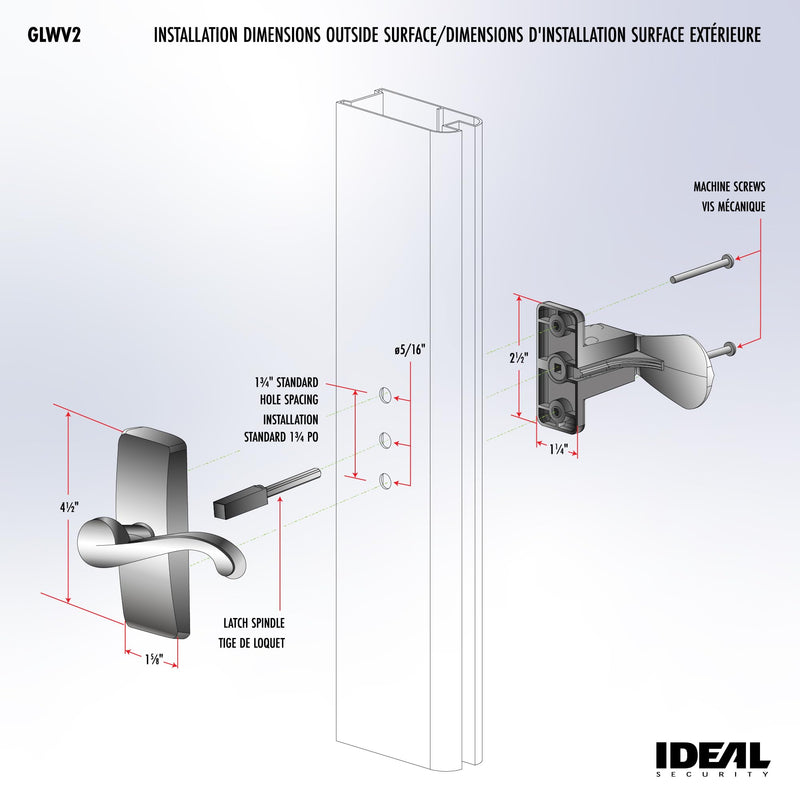Ideal Security GL Lever Handle Set for Storm Doors and Screen Doors, Storm Door Handle Replacement, Screen Door Handle, Satin Nickel