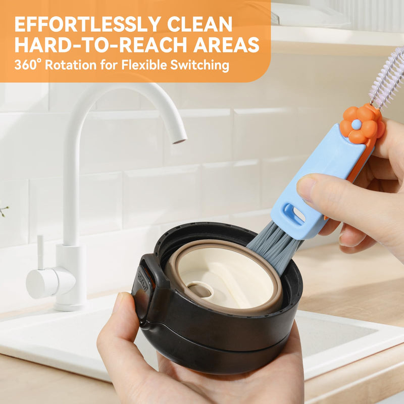 3 in 1 Cup Lid Gap Cleaning Brush Set, Multifunctional Bottle Cleaning Brush, Cup Lid Gap Cleaner, Home Kitchen Crevice Cleaning Brush Tools (Multicolor) Multicolor