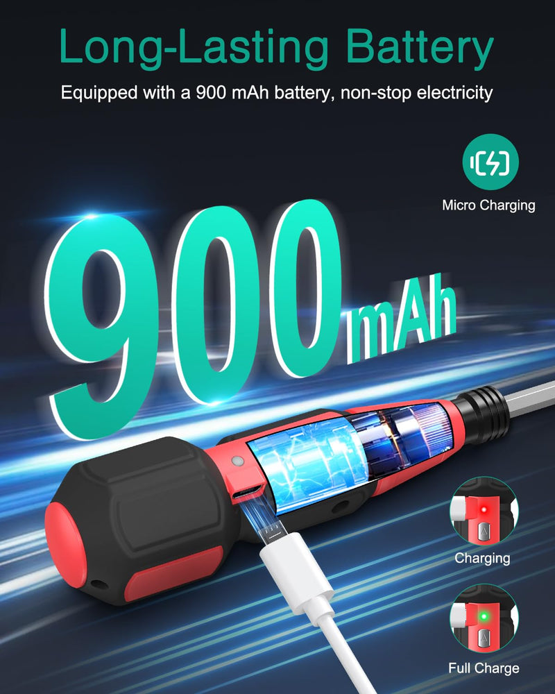 ORIA Electric Magnetic Screwdriver Set, Cordless, Rechargeable, 280RPM 12-IN-1 Black & Red