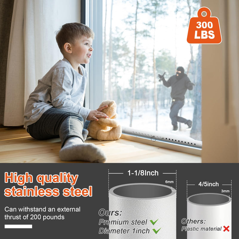 Sliding Door Lock,17" - 51" Sliding Door Security Bar Heavy Duty Sliding Glass Patio Door Security Bar Window Security Bar Inside Childproof Adjustable Interior White 1 Pack