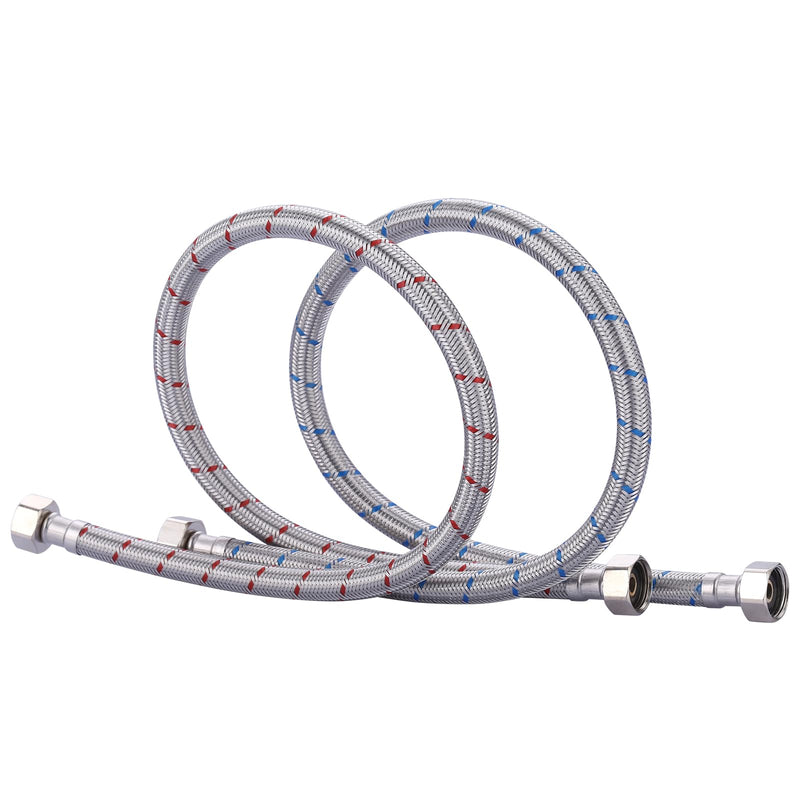 ARCORA 20-Inch Length Faucet Hose Connector,Braided Stainless Steel Supply Lines 1/2 Inch FIP x 1/2 Inch FIP Sink Hose Attachment for Faucet 1 Pair 20 Inch