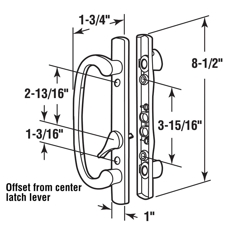 Prime-Line C 12807 Mortise Style Sliding Patio Door Handle Set - Replace Old or Damaged Door Handles Quickly and Easily – Bronze Diecast, Non-Keyed, Fits 3-15/16” Hole Spacing (1 Set)