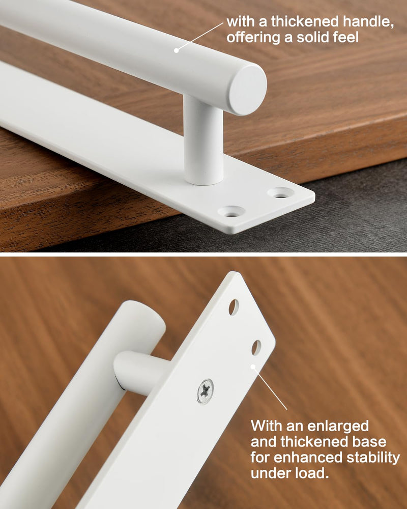 Barn Door Handles Matte White 15 Inch Gate Handles Outdoor Fence Hardware Replacement Modern Sliding Door Handle Pull with Backplate for Shed, Garage, Closet (2 Pack, Matte White, 15 inch) 2