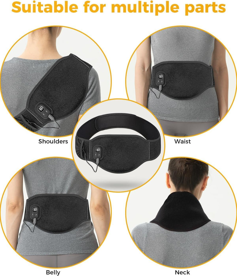 AROMA SEASON Flexible heat belt heating belt far infrared (FIR) to go with 6h battery for stomach/back/lumbar | Electric heating pad with automatic switch-off