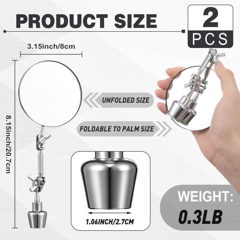 Kingdder 2 Pcs Circular Inspection Mirrors Magnetic Base Welding Mirror 3.15 Inch Round Swivel Angle Ball Joint Antenna Inspection Tools for Mechanical Welding Coffee Machine Maintenance