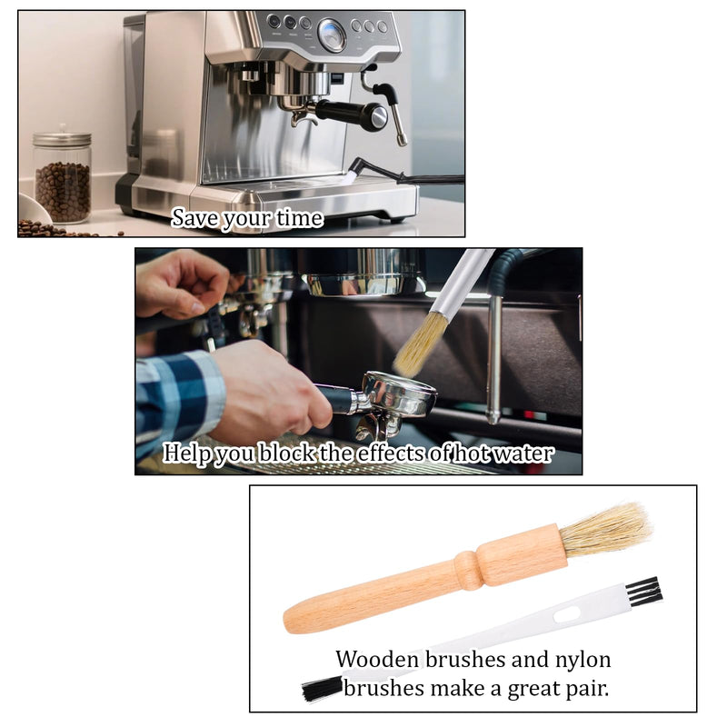 5 PCS Espresso Cleaning Brush Set, Professional Coffee Grinder Brush Wooden Espresso Machine Cleaning Brushes Natural Bristle Coffee Brushes for Coffees Machine Dust Removal Group Head Tools