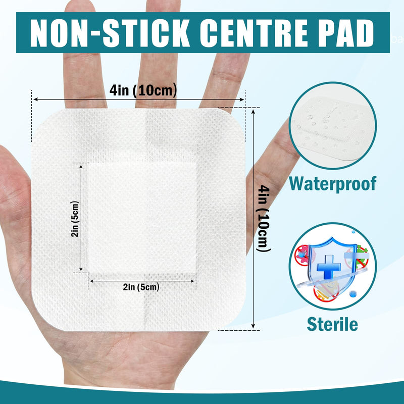 Island Dressing 4"x4", 50 Individually Packed Bordered Gauze Pads, 2"x2" Non-Stick Pad in Center with Adhesive Border, Highly Absorbent Non-Woven Medical Grade Bandages for Wounds, First Aid
