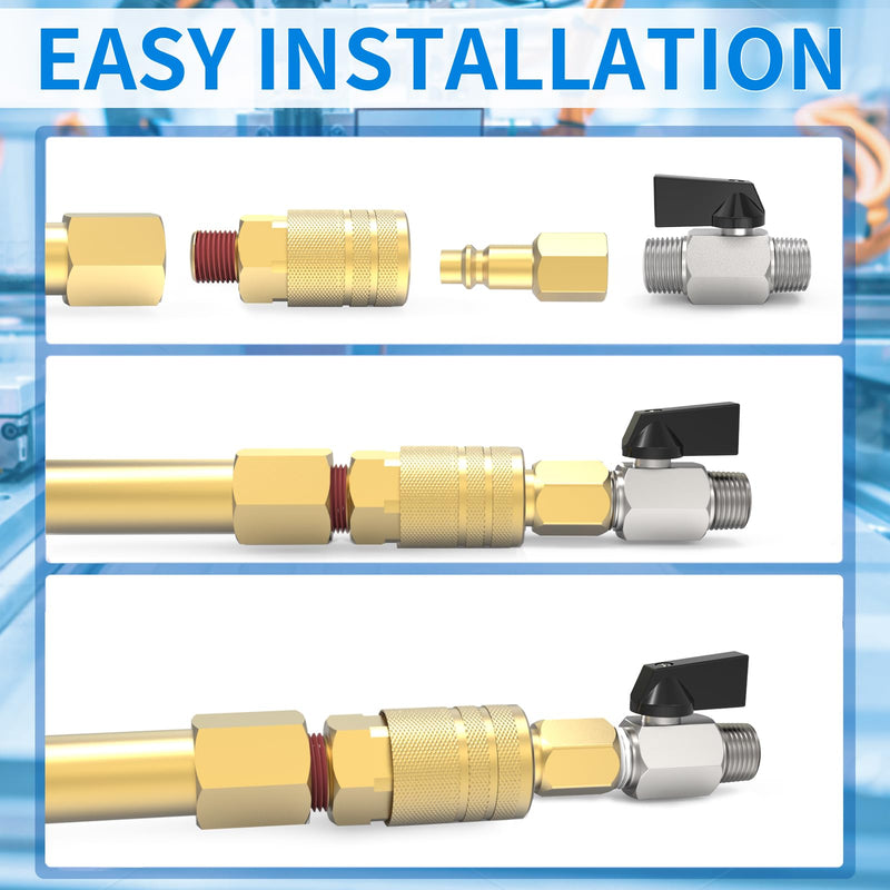 ChillWaves Brass Mini Ball Valve, Shut Off Switch Ball Valve 1/4" NPT Male x 1/4" NPT Male Thread Pipe Fitting(4-PACK) 1/4" MNPT x 1/4" MNPT PACK OF 4