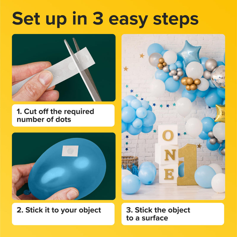 300 Clear Removable Double-Sided Adhesive Glue Dots – Acrylic, Transparent, 0.3" Diameter, No Mess, Photo Safe, Sticky Dots, Double Sided Balloon Tape, Balloon Sticky Dots for Craft, Decorations