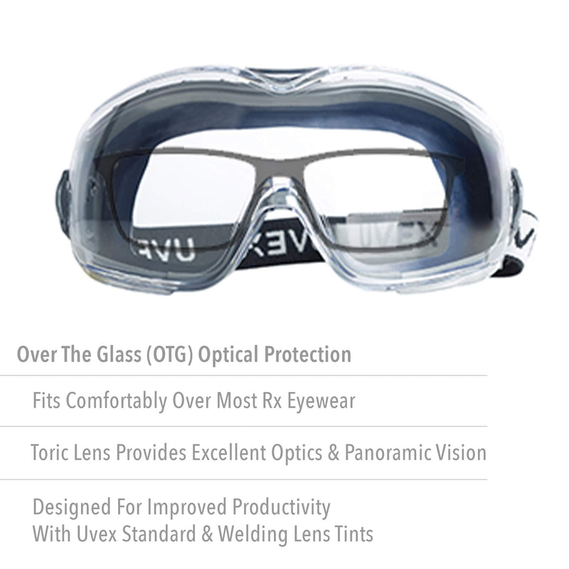 Uvex by Honeywell Stealth OTG Safety Goggles with Amber Lens, Dura-Streme Anti-Fog/Anti-Scratch Coating & Neoprene Headband (S3972D)