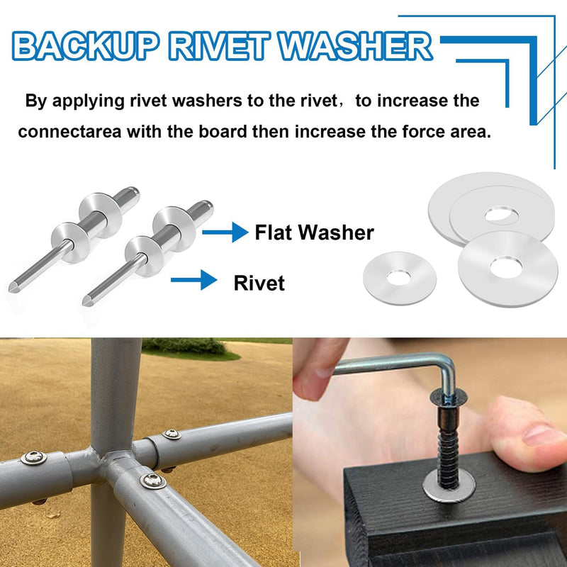 375Pcs Silver Pop Rivet washers Assortment kit for Pop Rivets Diameter 3/32inch,1/8inch,5/32inch,3/16inch, 1/4inch 304 Stainless Steel pop Rivet Washer Aluminum pop Rivet washers 3/32inch+1/8inch+5/32inch+3/16inch+1/4inch