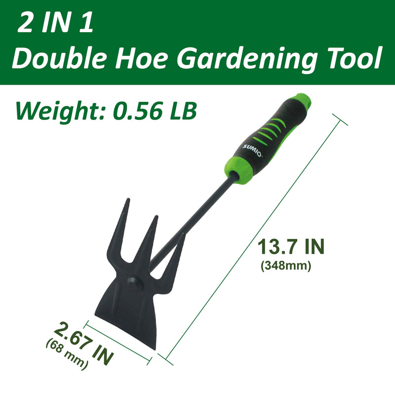 SUMIO 13.7" Alloy Steel Hoe and Cultivator - Lightweight Hand Tiller for Weeding, Digging, Loosening Soil, and Cultivation