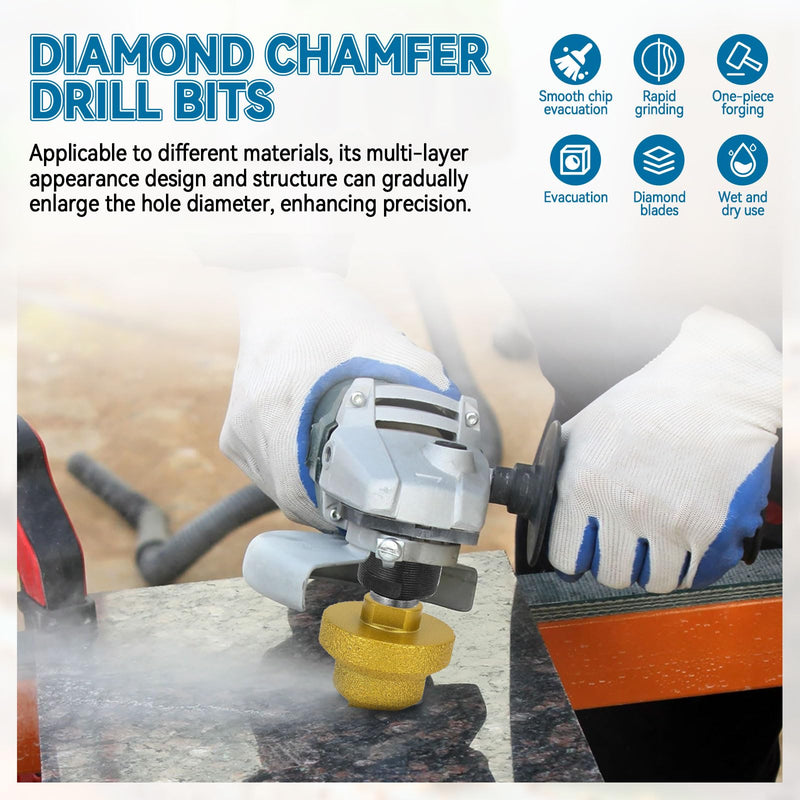 2Pcs Diamond Step Drill Bit 20/35/50mm – M10 Thread for Angle Grinder & Drill, Cuts Marble, Granite, Tile, Concrete – 3-in-1 Hole Opener with Adapter