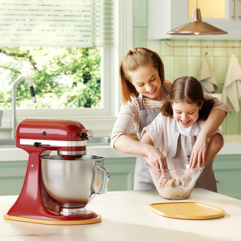 Food-Grade Bamboo Mixer Slider for KitchenAid 4.5-5 Qt Tilt Head Stand Mixer, Appliance Sliding Mat for Kitchenaid Artisan, Kitchen Countertop Storage Accessories Mixer Moving Tray Attachments for 4.5-5 Qt Tilt Head Mixer