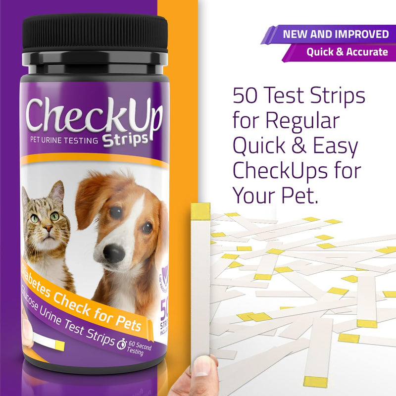 CheckUp Glucose Urine Testing Strips for Cats and Dogs - Detection of Glucose Levels x 50 Glucose urine test strips for Cat & Dog - PawsPlanet Australia